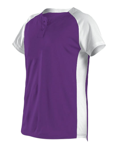 Alleson Athletic Women's Two Button Fastpitch Jersey 522PDW #color_Purple/ White