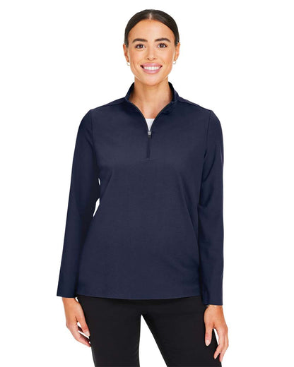 Devon & Jones Women's CrownLux Performance® Windsor Welded Quarter-Zip Pullover DG410W #colormdl_Navy