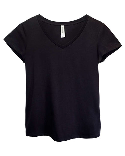 Threadfast Apparel Women's Ultimate CVC V-Neck T-Shirt 200RV #color_Black
