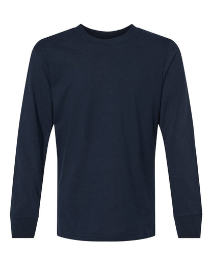 Next Level Youth Cotton Long Sleeve T-Shirt 3311 #color_Midnight Navy