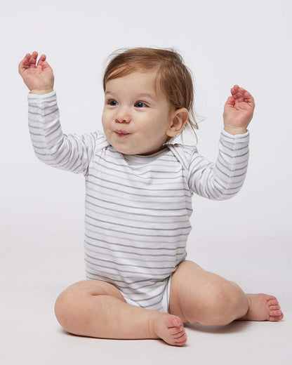 Rabbit Skins Infant Fine Jersey Long Sleeve Bodysuit 4421 #colormdl_Shadow Stripe