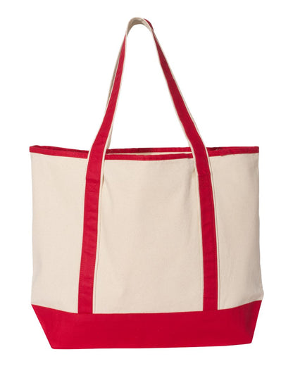 Q-Tees 34.6L Large Canvas Deluxe Tote Q1500 #color_Natural/ Red