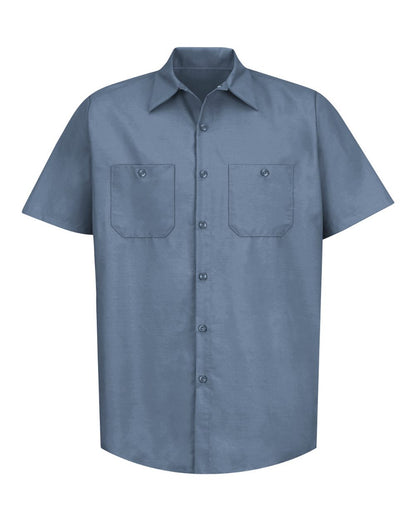 Red Kap Men's Tall Industrial Short Sleeve Work Shirt SP24T #color_Petrol Blue