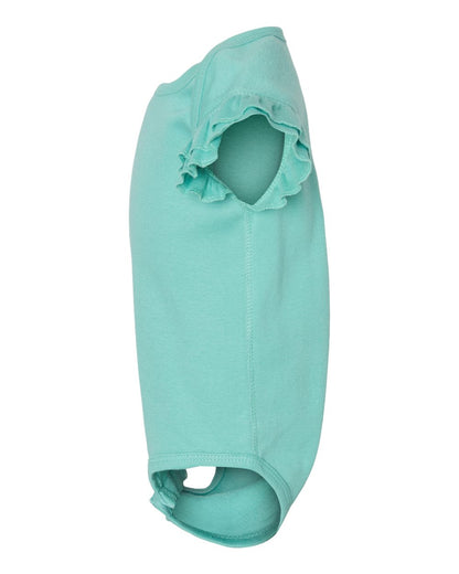 Rabbit Skins Infant Flutter Sleeve Baby Rib Bodysuit 4439 #color_Saltwater