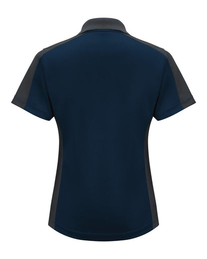 Red Kap Women's Performance Knit Two-Tone Polo SK53 #color_Navy/ Charcoal