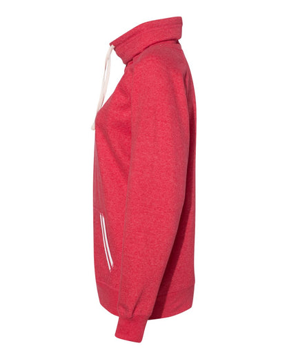 J. America Women’s Relay Cowl Neck Sweatshirt 8653 #color_Red