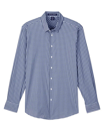 Devon & Jones Men's CrownLux Performance® Gingham Dress Shirt DG536 #color_Navy/ White