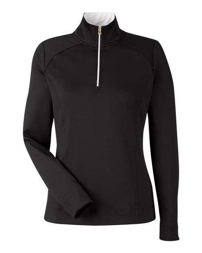 Fairway & Greene Women's Wells Tech Quarter-Zip Pullover F12250 #color_Black/ White