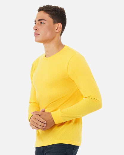 BELLA + CANVAS Heather CVC Long Sleeve Tee 3501CVC #colormdl_Heather Yellow Gold