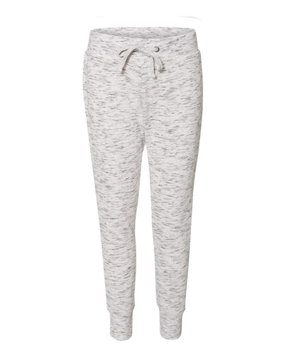 J. America Women’s Mélange Fleece Joggers 8675 #color_White