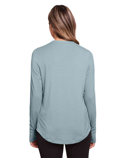 North End Women's JAQ Stretch Performance V-Neck Snap Pullover NE400W #colormdl_Opal Blue