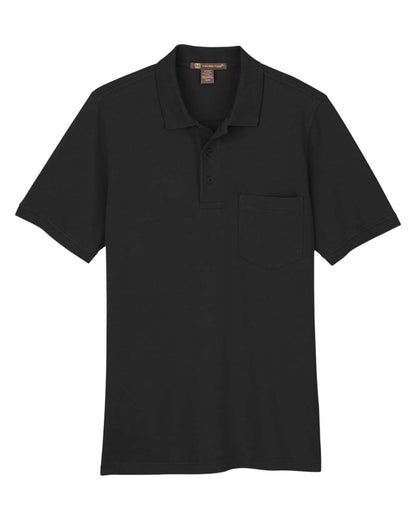 Harriton Men's Valiant Cotton Snag Protect Pocket Polo M205P #color_Black