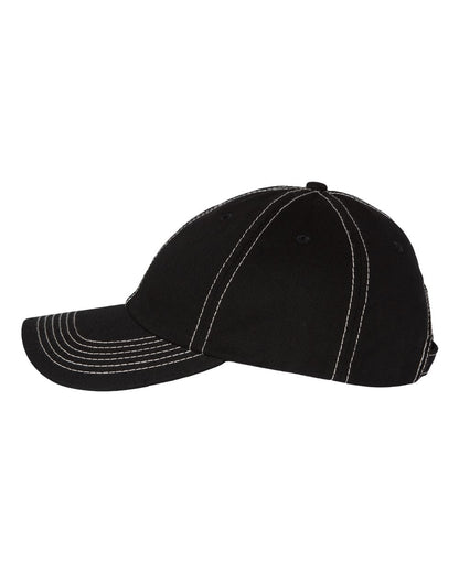 Valucap Bio-Washed Classic Dad Hat VC300A #color_Black/ Stone Stitch