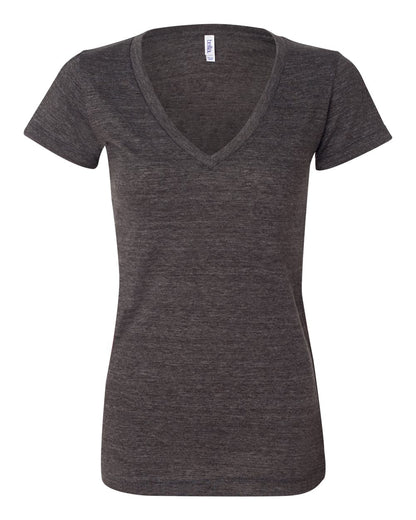 BELLA + CANVAS Women’s Triblend Deep V-Neck Tee 8435 #color_Charcoal Black Triblend