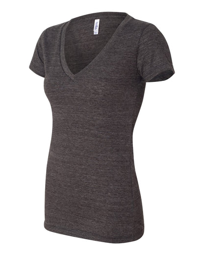 BELLA + CANVAS Women’s Triblend Deep V-Neck Tee 8435 #color_Charcoal Black Triblend