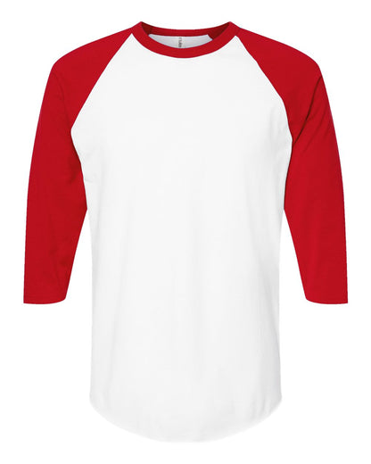 Tultex Fine Jersey Raglan T-Shirt 245 #color_White/ Red