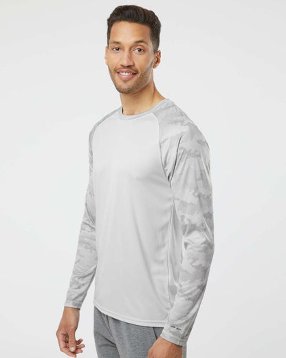 Paragon Unisex Cayman Performance Camo Colorblocked Long Sleeve T-Shirt 216 #colormdl_Aluminum