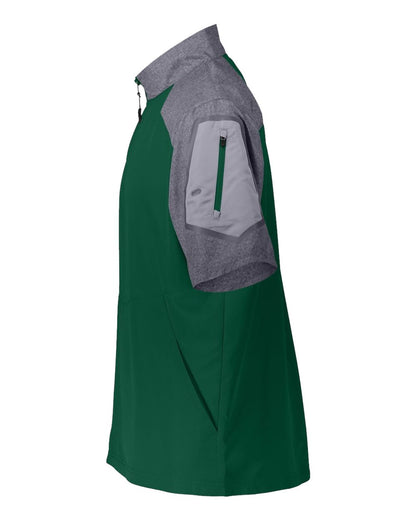 Holloway Unisex Raider Short Sleeve Quarter-Zip Pullover 229545 #color_Carbon Print/ Forest