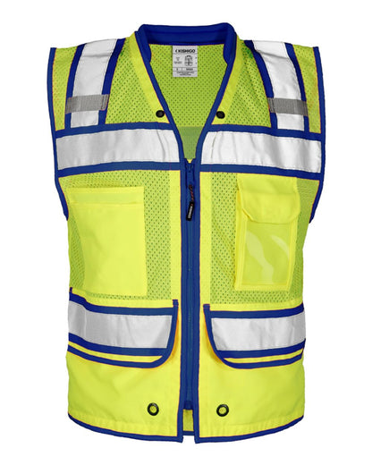 Kishigo Men's Color Contrast High Performance Surveyors Vest S5042-5046 #color_Lime/ Royal Blue - S5042
