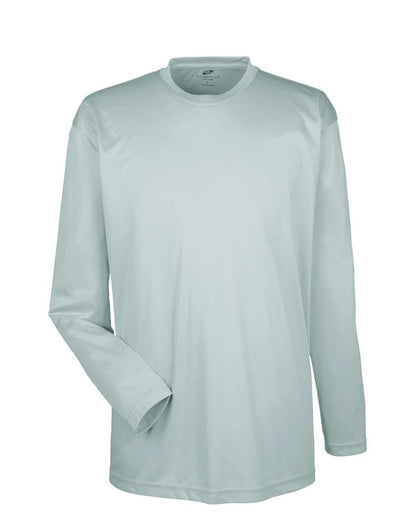 UltraClub Men's Cool & Dry Sport Long Sleeve Performance Interlock T-Shirt 8422 #color_Grey