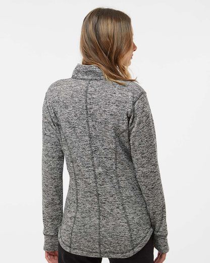 J. America Women's Cosmic Fleece Quarter-Zip Pullover 8617 #colormdl_Charcoal Fleck/ Black