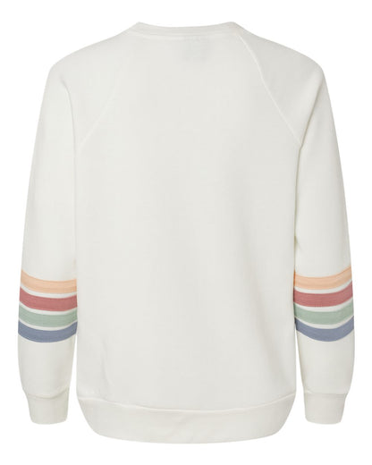 MV Sport Women's Striped Sleeves Crewneck Sweatshirt W23152 #color_Ivory