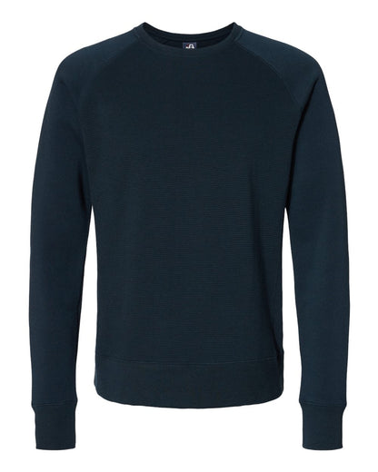 J. America Men's Ripple Fleece Raglan Crewneck Sweatshirt 8707 #color_Navy