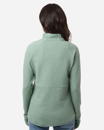 North End Women's Spirit Textured Quarter-Zip Pullover NE725W #colormdl_Sage Green Heather