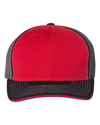 Richardson Pulse Sportmesh R-Flex Cap 172 #color_Red/ Charcoal/ Black Tri