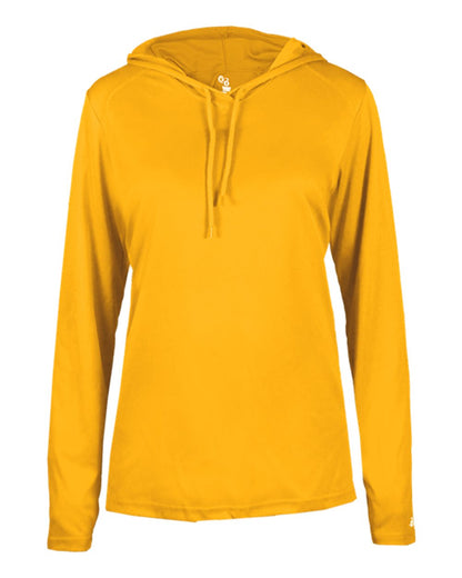 Badger Women's B-Core Long Sleeve Hooded T-Shirt 4165 #color_Gold