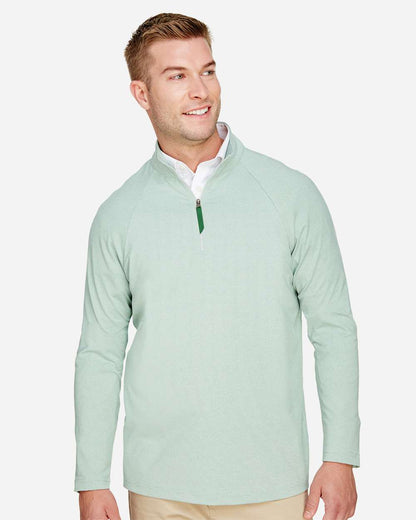 Devon & Jones Men's CrownLux Performance® Clubhouse Micro-Stripe Quarter-Zip Pullover DG480 #colormdl_Kelly Green