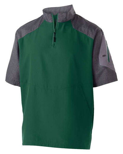 Holloway Unisex Raider Short Sleeve Quarter-Zip Pullover 229545 #color_Carbon Print/ Forest