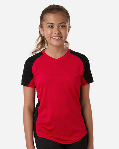 Augusta Sportswear Girls' Cutter Jersey 1523 #colormdl_Red/ Black