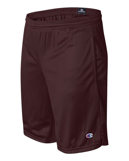 Champion Polyester Mesh 9" Shorts with Pockets S162 #color_Maroon