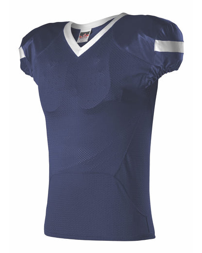Alleson Athletic Youth Pro Flex Cut Belt Length Football Jersey 754Y #color_Navy/ White