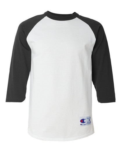 Champion Three-Quarter Raglan Sleeve Baseball T-Shirt T137 #color_White/ Black
