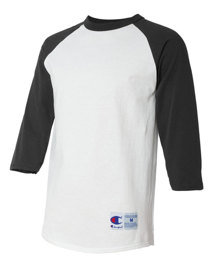 Champion Three-Quarter Raglan Sleeve Baseball T-Shirt T137 #color_White/ Black