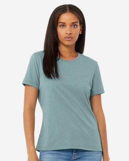 BELLA + CANVAS Women’s Relaxed Fit Heather CVC Tee 6400CVC #colormdl_Heather Blue Lagoon