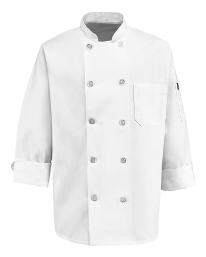 Chef Designs Ten Pearl Button Chef Coat 0415 #color_White