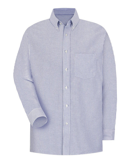 Red Kap Men's Extended Sizes Executive Oxford Dress Shirt SR70EXT #color_BS-Blue/ White Stripe 33