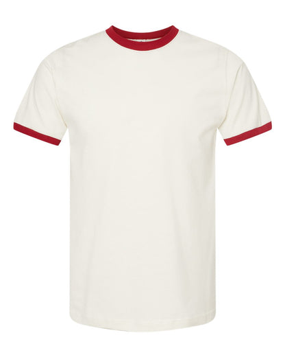 Tultex Fine Jersey Ringer T-Shirt 246 #color_Vintage White/ Rio Red