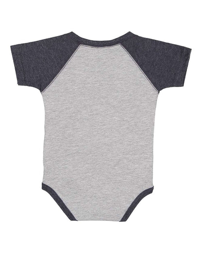 Rabbit Skins Infant Baseball Fine Jersey Bodysuit 4430 #color_Vintage Heather/ Vintage Navy