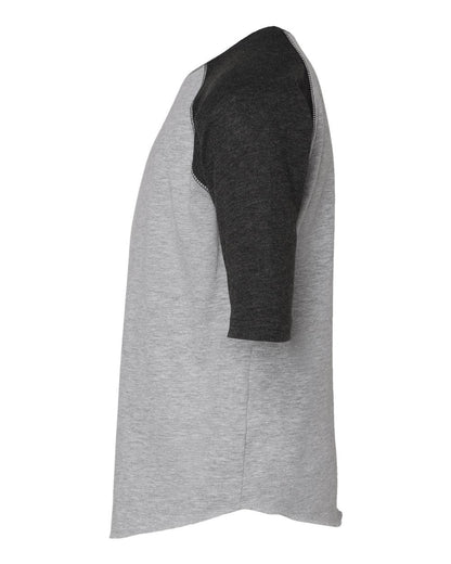 LAT Youth Baseball Fine Jersey Three-Quarter Sleeve Tee 6130 #color_Vintage Heather/ Vintage Smoke