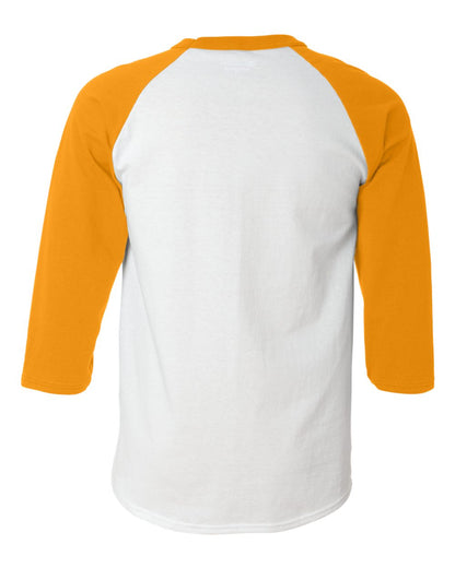 Champion Three-Quarter Raglan Sleeve Baseball T-Shirt T137 #color_White/ Gold