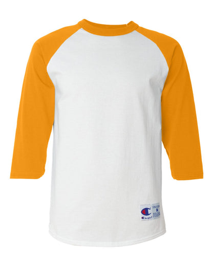 Champion Three-Quarter Raglan Sleeve Baseball T-Shirt T137 #color_White/ Gold