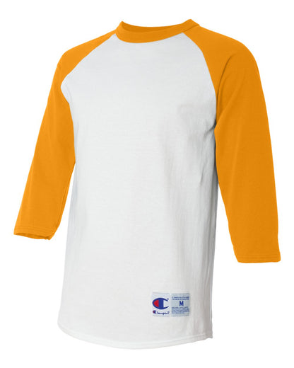 Champion Three-Quarter Raglan Sleeve Baseball T-Shirt T137 #color_White/ Gold