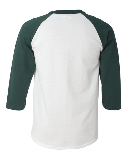 Champion Three-Quarter Raglan Sleeve Baseball T-Shirt T137 #color_White/ Dark Green