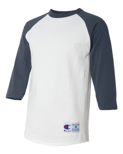 Champion Three-Quarter Raglan Sleeve Baseball T-Shirt T137 #color_White/ Navy