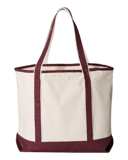 Q-Tees 34.6L Large Canvas Deluxe Tote Q1500 #color_Natural/ Maroon