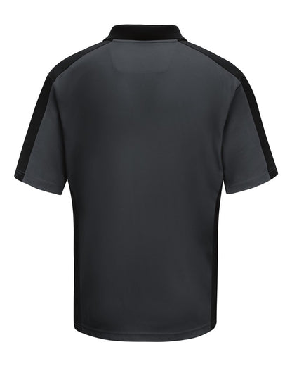 Red Kap Men's Performance Knit Two Tone Polo SK54 #color_Charcoal/ Black
